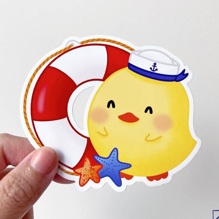 Sailor Ducky Vinyl Sticker | Die Cut Sticker | for wholesale by gin and doodle
