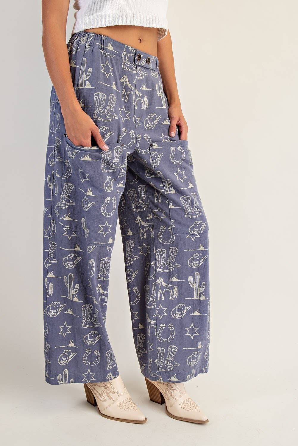 Peace Love Line - Wholesale Pants - Women's - PL8292 - STONE WASHED WESTERN PATCH POCKET PANTS14