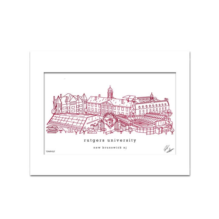 Townsville Art - Venta al por mayor Ilustración - Decoración de pared minimalista de la Universidad de Rutgers, arte de Nueva Jersey