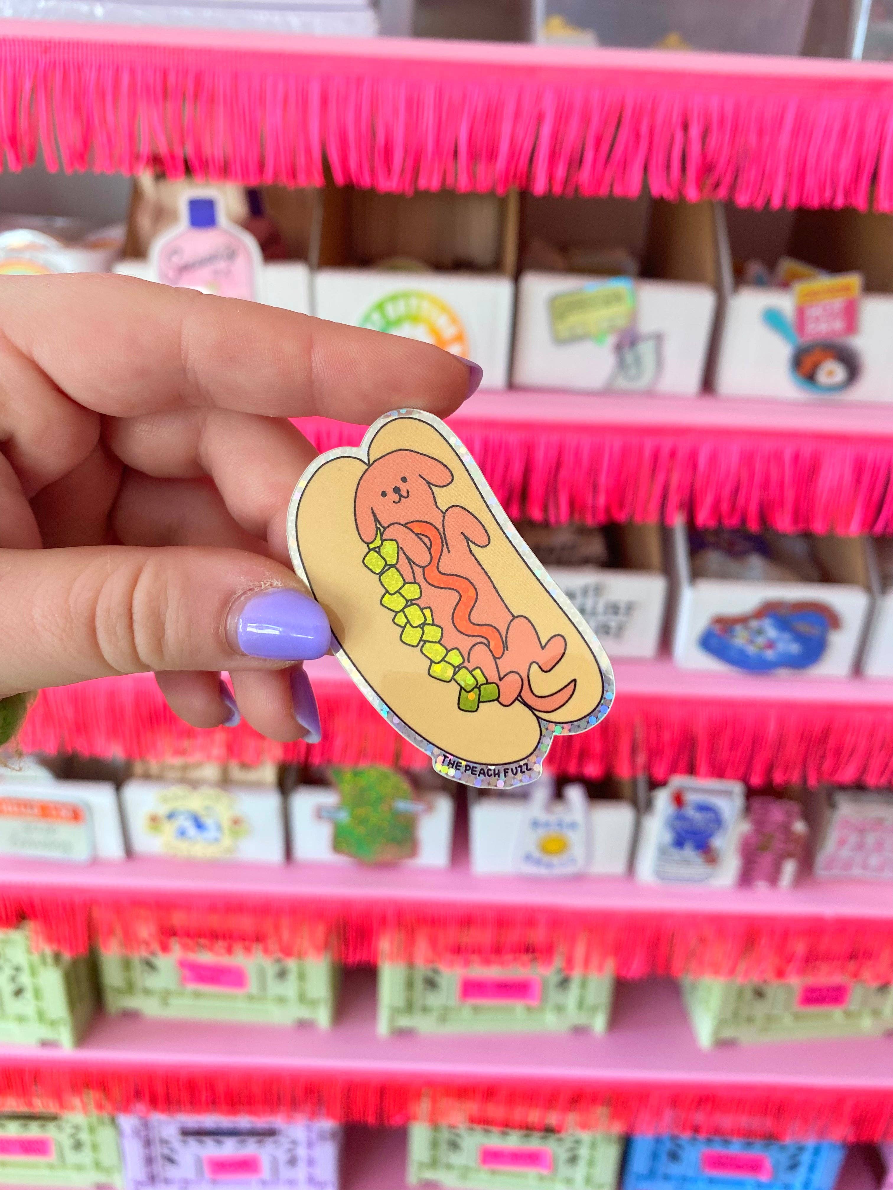 The Peach Fuzz - Wholesale Sticker - Hot Doggy Dog Glitter Sticker2