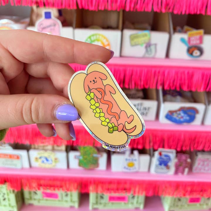 The Peach Fuzz - Wholesale Sticker - Hot Doggy Dog Glitter Sticker2