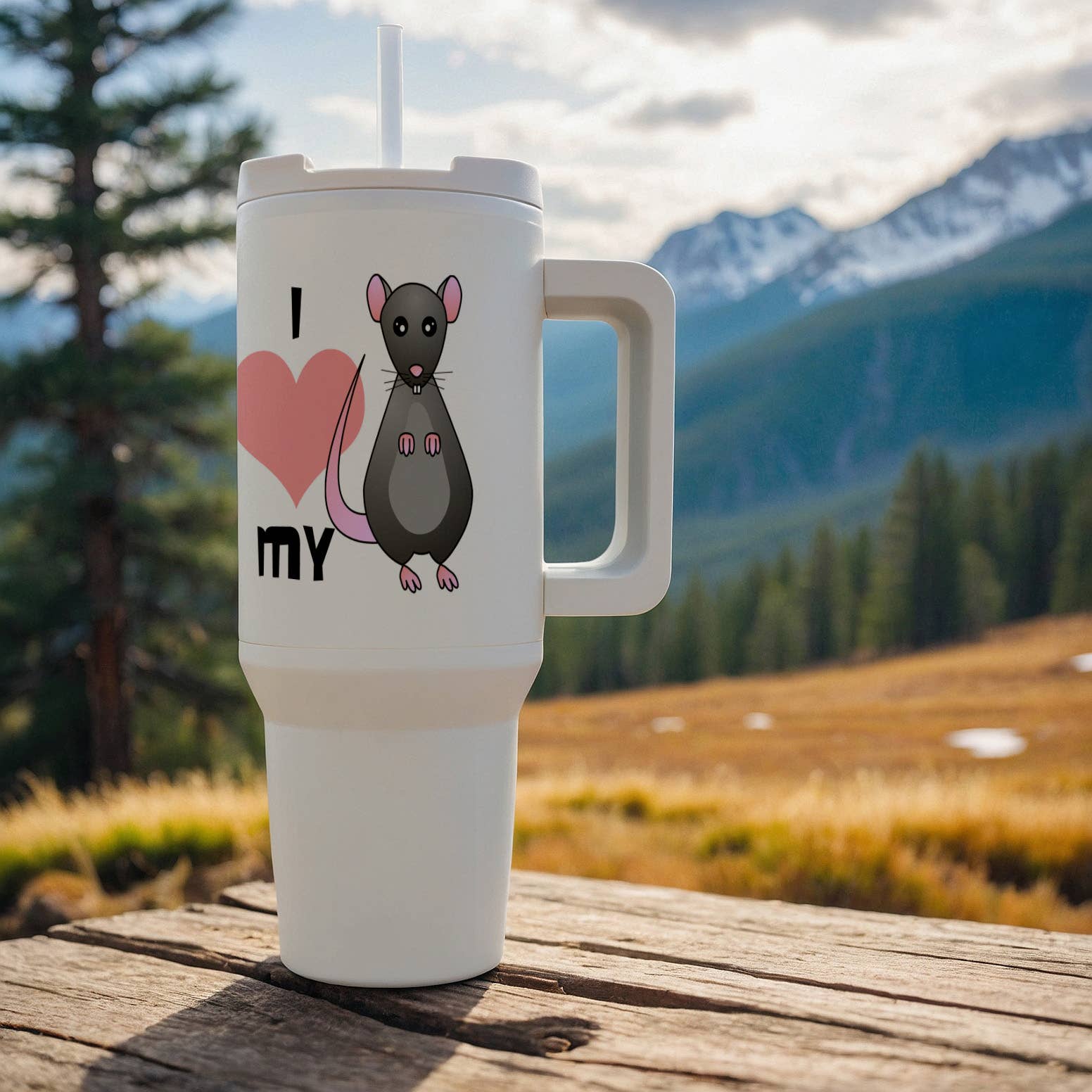 3dRose - Wholesale Insulated Mug/Tumbler - 3dRose, Love My Rat Grey, Tumbler8