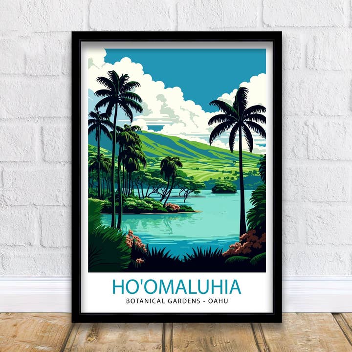 Pôster de Viagem dos Jardins Botânicos Ho'omaluhia Oahu Arte de Parede Oahu Decoração de Viagem Havaí Decoração de Casa Oahu Presente Oahu Pôster de Jardim Botânico do Havaí por atacado de InkNPrintz