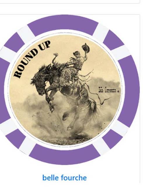 Pokerchips Lila - Bronc Rider - Black Hills Round Up für den Großhandel von Black Hills Curio Co.-Bob Coronato Licensed Home Décor