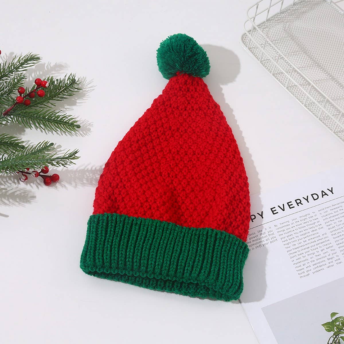 NINEXIS - Wholesale Beanie - Women's - CWAH04352_RED WHITE CHRISTMAS KNIT BEANIE HAT6
