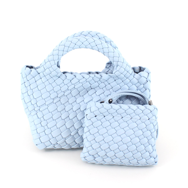 Pretty Persuasions - Wholesale Tote Bag - Women's - P24012 Small Woven Tote Crossbody Bag w/Cosmetic Pouch24