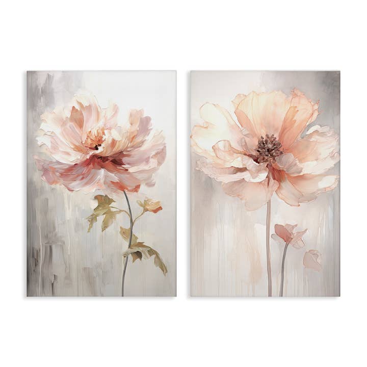 Stupell Industries – wholesale Väggdekor - Barn och baby – Mjukrosa blommande blommor canvas konst
