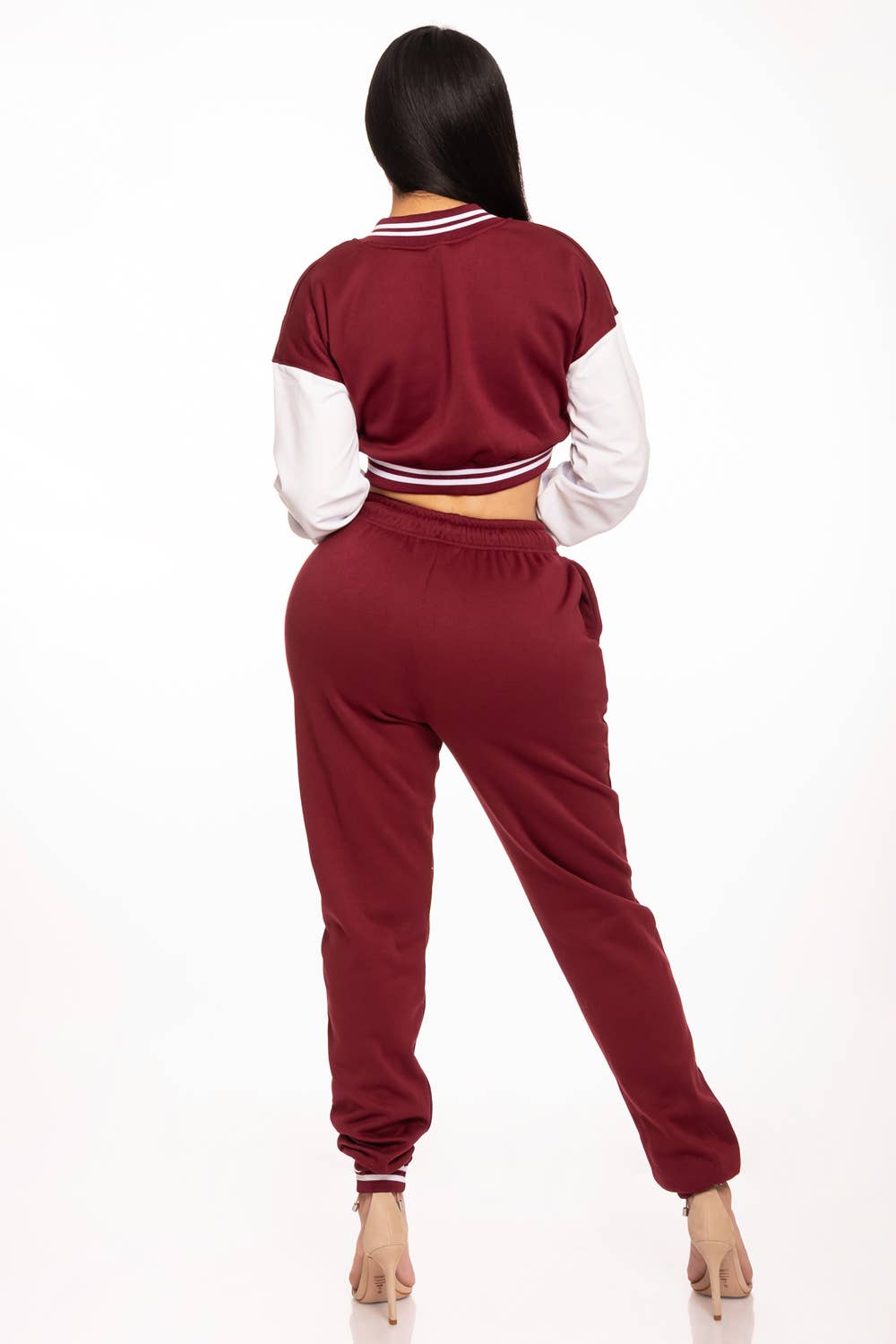 Lime All the Time - Wholesale Lounge Set - Women's - Cropped Varsity Jacket and Jogger Pants Set10