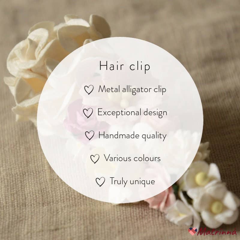 Matrinna - Wholesale Hair Pin - White Flower Hair Pin With Metal Alligator Clip, Millinery Hair Bun Decoration Piece, Blossom Head Accessory for Hairstyle, Pigtail Holder6