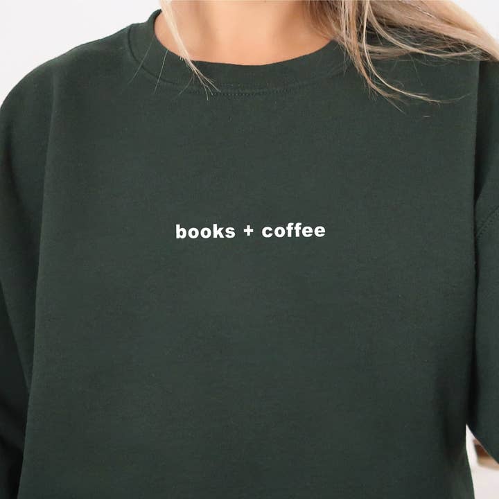 P E T I T R U E - Wholesale Sweatshirt - Women's - EMBROIDERED Books Crewneck Sweatshirt Coffee Book Lover Gift4