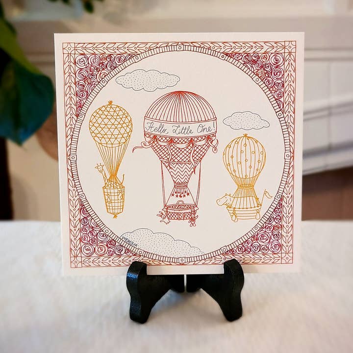 Birth Announcement Card with Hot Air Balloons (Colors) for wholesale by weriem