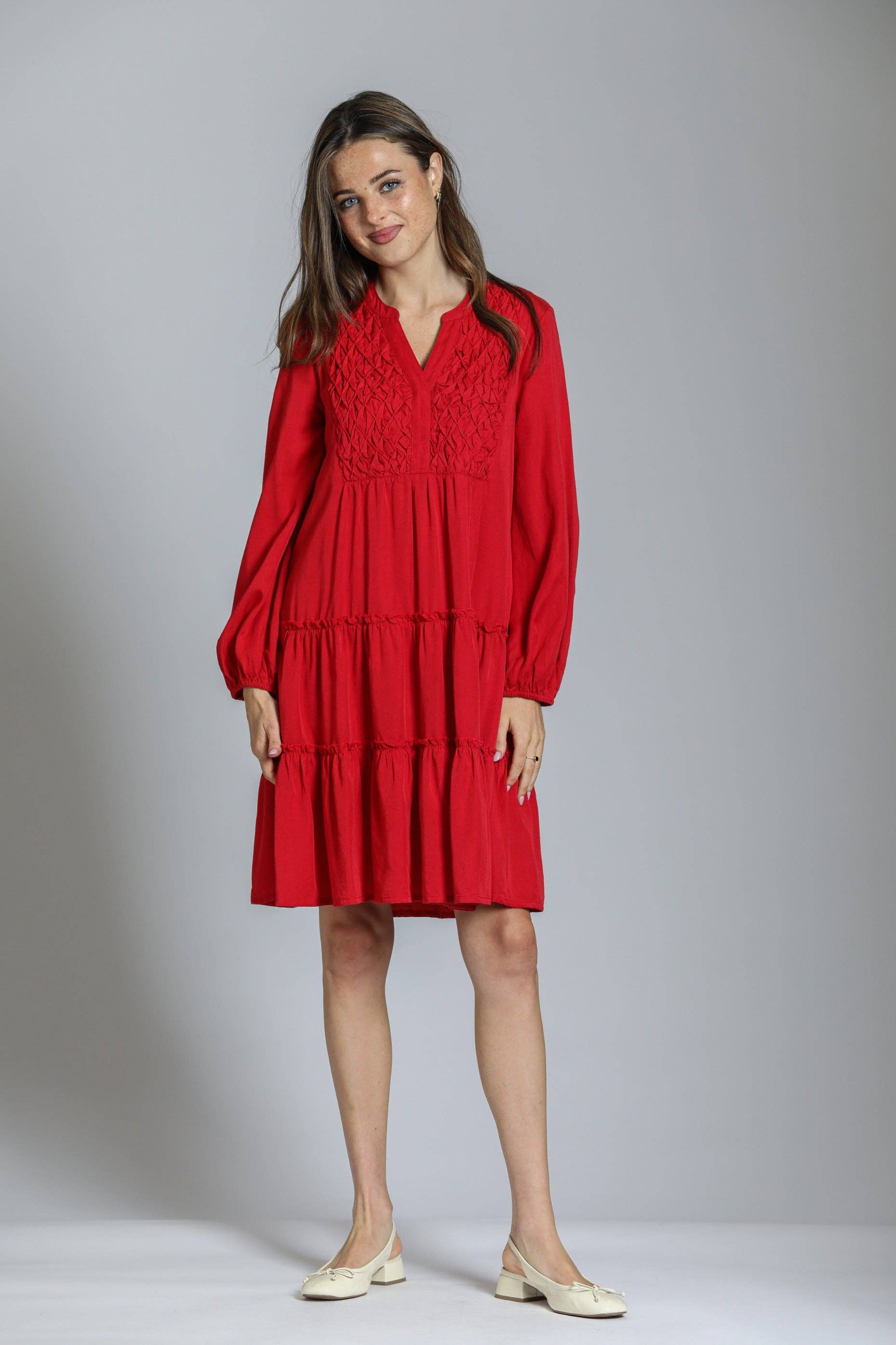 APNY - Wholesale Jurk - Dames - Tencel-jurk met gerookt plooidetail9