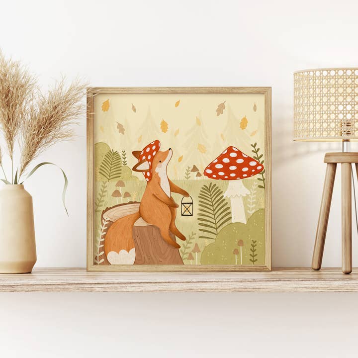 Art Print - Mushroom Fox for wholesale by annalunakdraws
