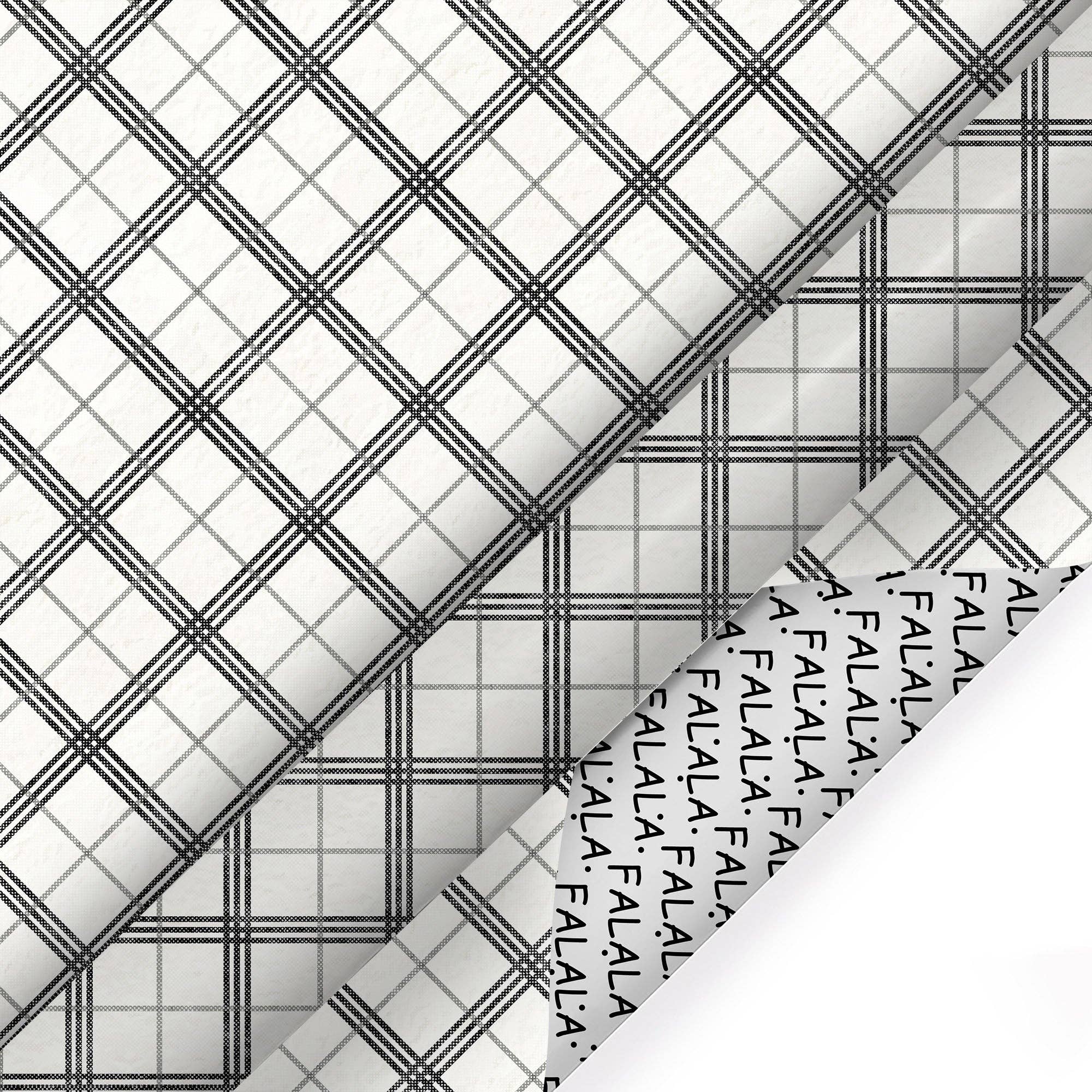 LA Ribbons Wholesale - Vente Rouleau de papier cadeau - Papier cadeau réversible de fête 30" x 10' | Carreaux noir, gris et blanc/FA LA LA0