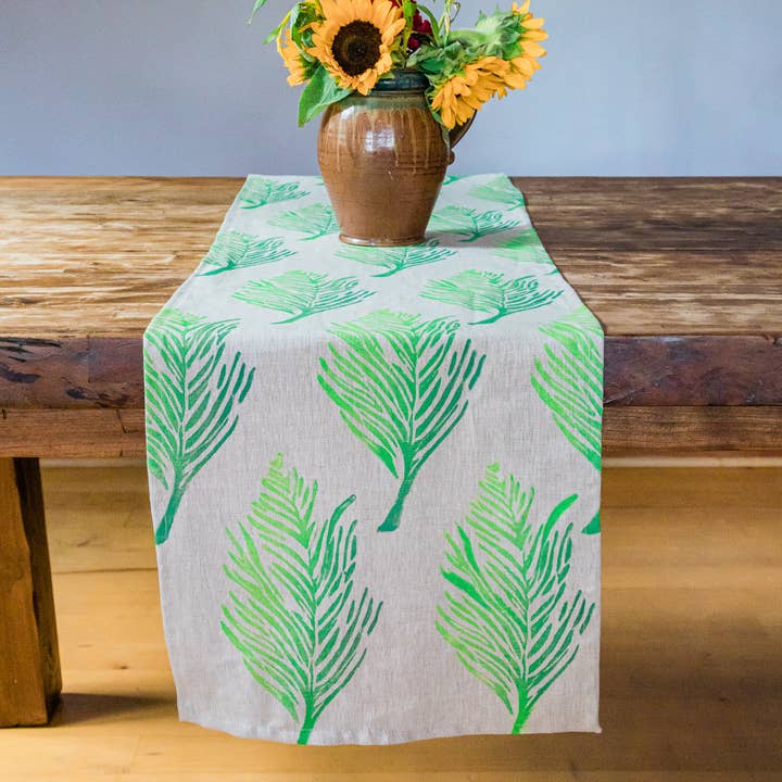 - Linen Table Runner in Feather Ombré for wholesale by Tulusa