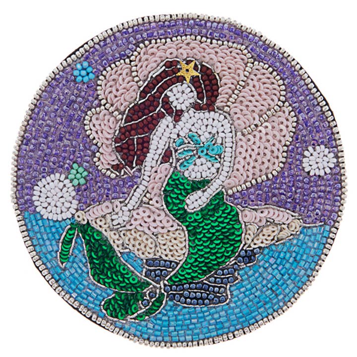 BASE DE COPOS FEITA À MÃO COM MISSANGAS, SEREIA DE 4 POLEGADAS, C1HC 4009 por atacado de JOIA ACCESSORIES