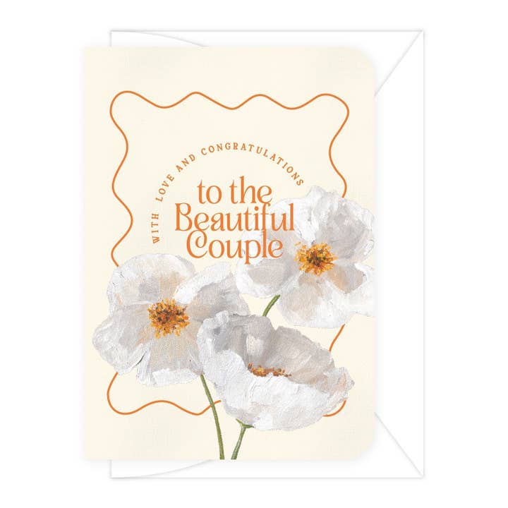 Daymaker Stationery - Wholesale Wedding card - 'Beautiful Couple' Poppies Greeting Card1