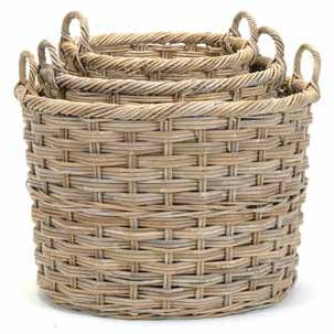 Juego de 3 cestas de ratán para venta al por mayor de Bacon Basketware