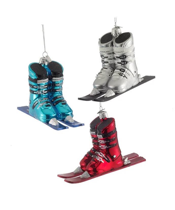 Kurt S. Adler, Inc. - Wholesale Ornament Set - 6"NOBL GEMS SKI BOOTS W/SKIS ORNAMENT 3A