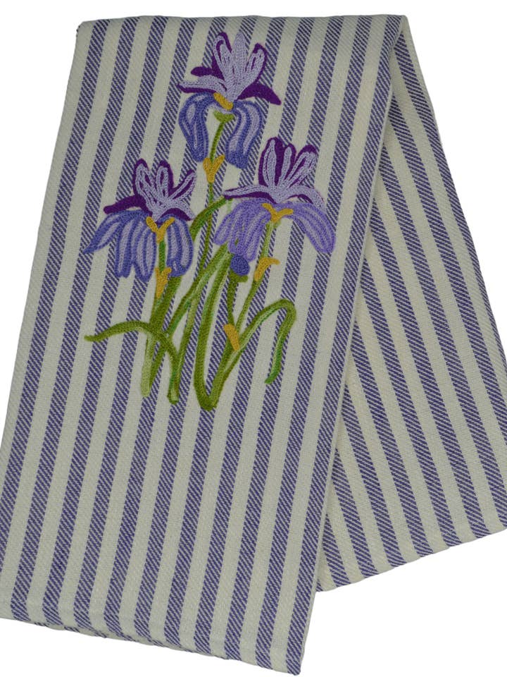 Kitchen towel Pomelo with embroidery Iris for wholesale by BUSATTI