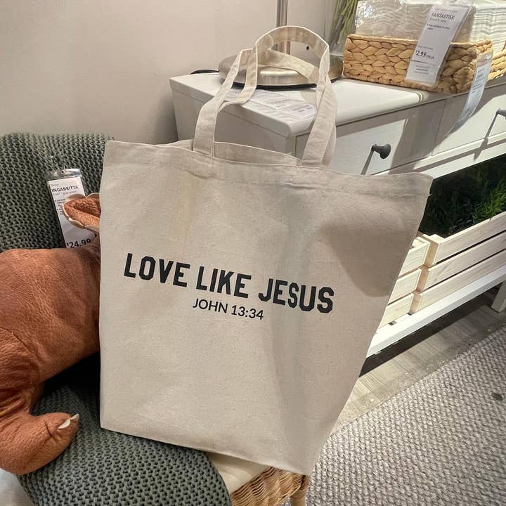 Love Like Jesus Christian Bible Canvas Tote Bag | Grocery Bag | Christian Canvas Tote Bag Gift for wholesale by Verita Culture