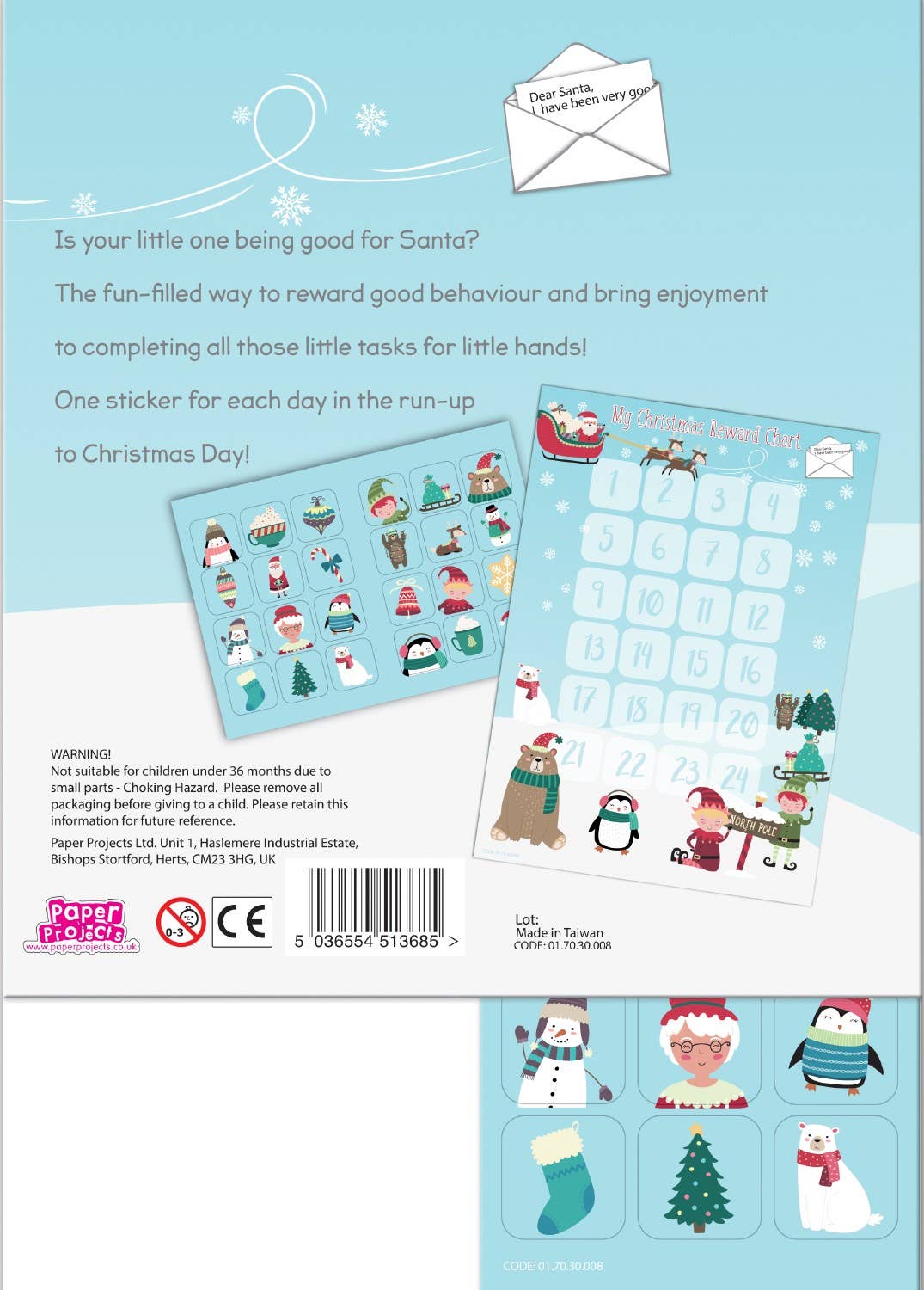 Paper Projects Ltd – wholesale Advent calendar – North Pole Christmas Reward Chart2
