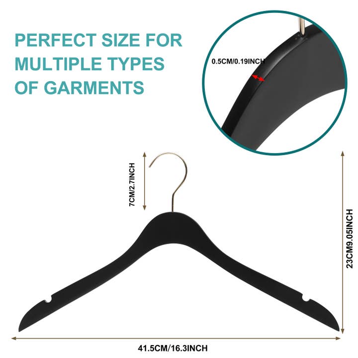 Quality Hangers - Wholesale Clothes Hangers - WS71 Ultra Slim Dress Suit Hangers Black/gold - 100 Hangers