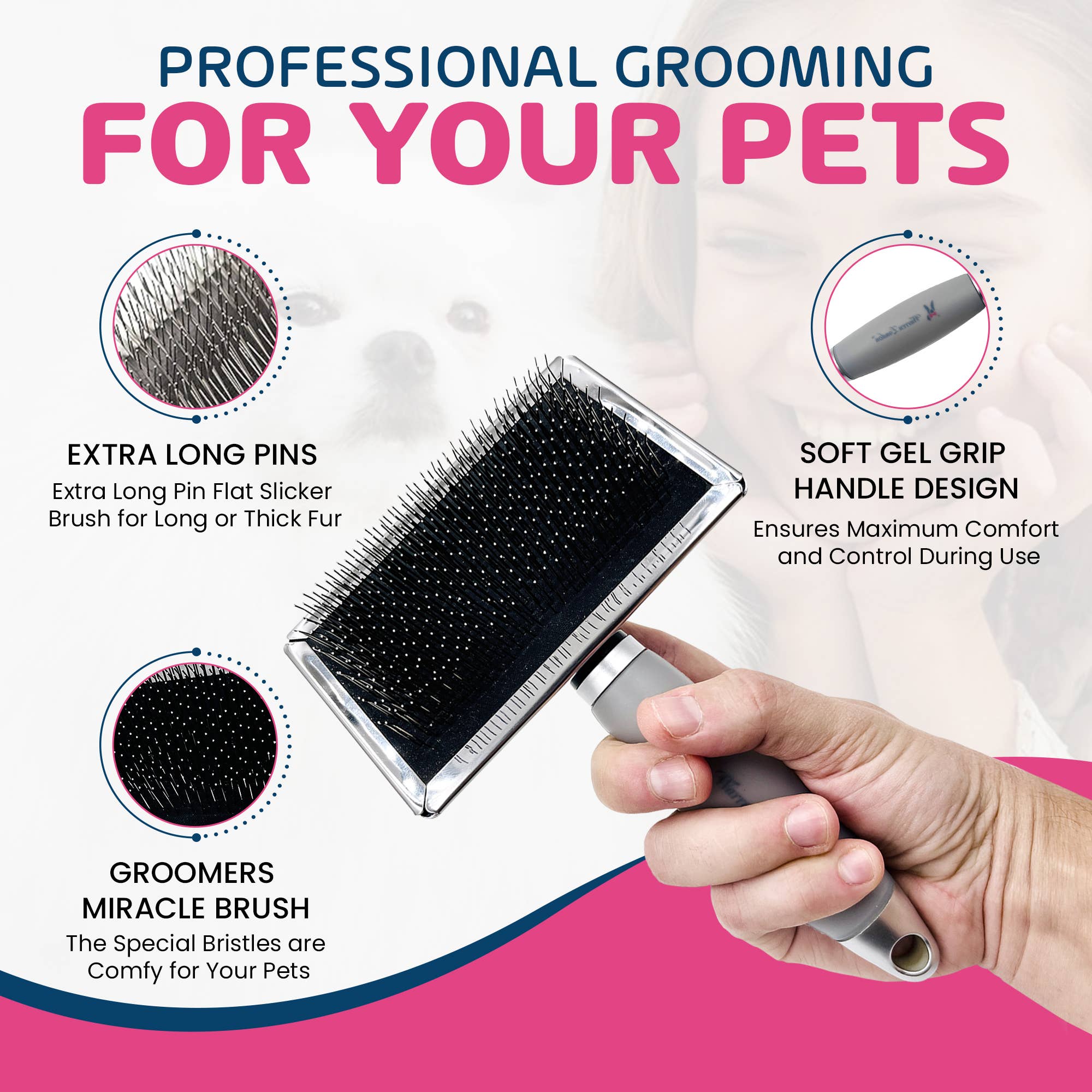 Warren London Dog Products - Wholesale Pet Brush - Cat/Dog - Gel-Handle Slicker Brush1
