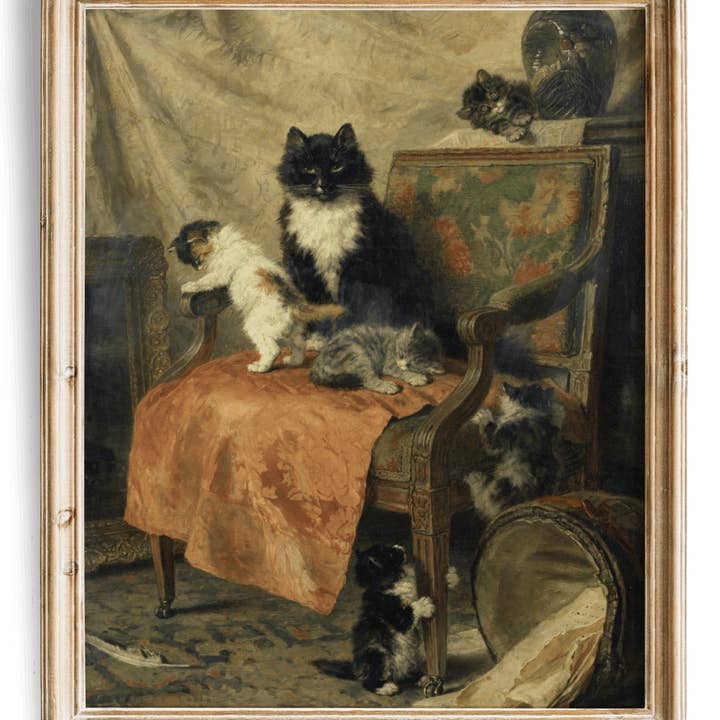 Knot & Soul - Wholesale Art Print - Kittens Playing Art Print | Cat Home Decor | Vintage Cat Art | Cat Wall Art0