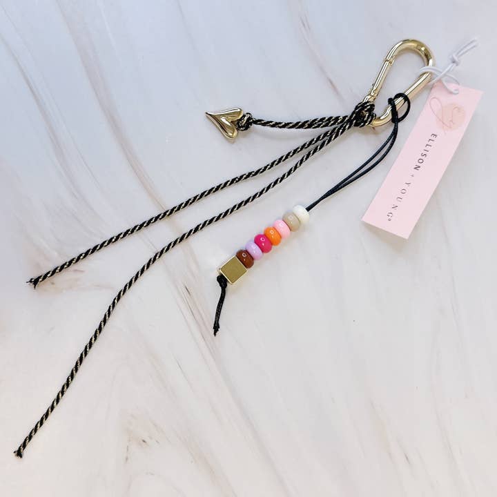 Ellison+Young - Wholesale Keychain - Unisex - Heart And Beads Bag Charm