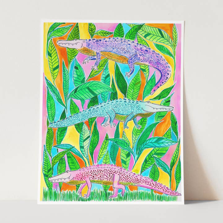 Technicolor Gators - Art Print for wholesale by Natalie V. Mason