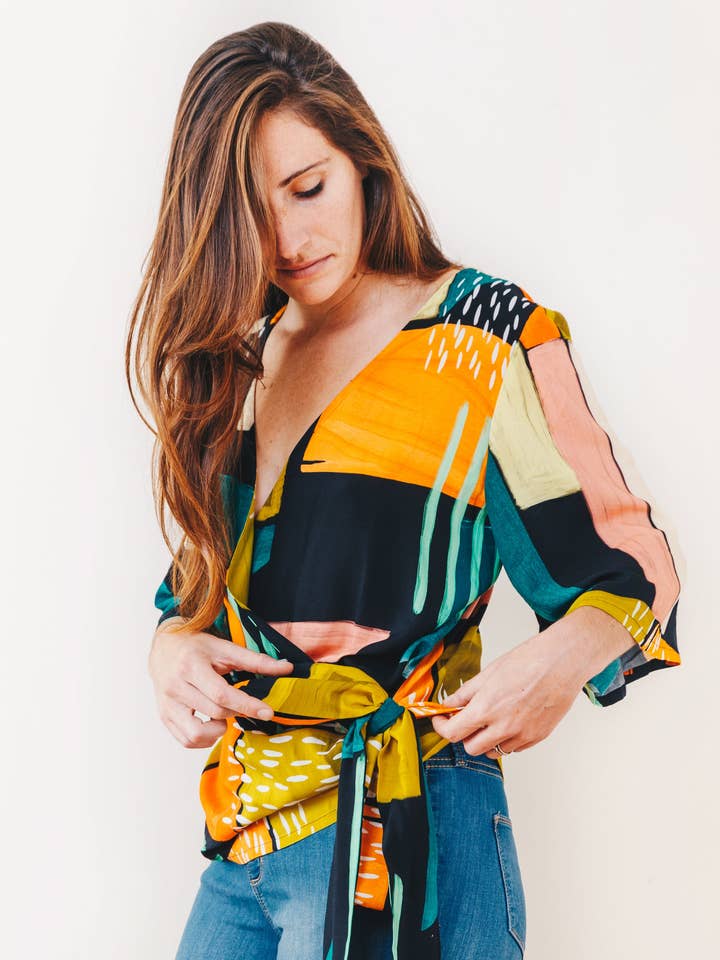 The Printed Olivia Top for wholesale by Devan Gregori