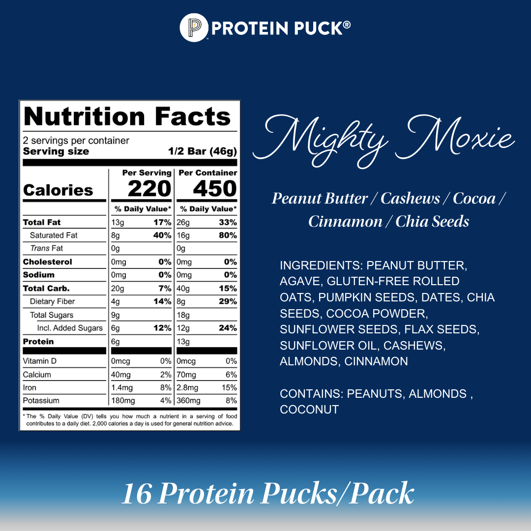 Protein Puck - Wholesale Snack Bar - Mighty Moxie (Cocoa, Cashew, Cinnamon) (16 - 3.25oz Bars)3