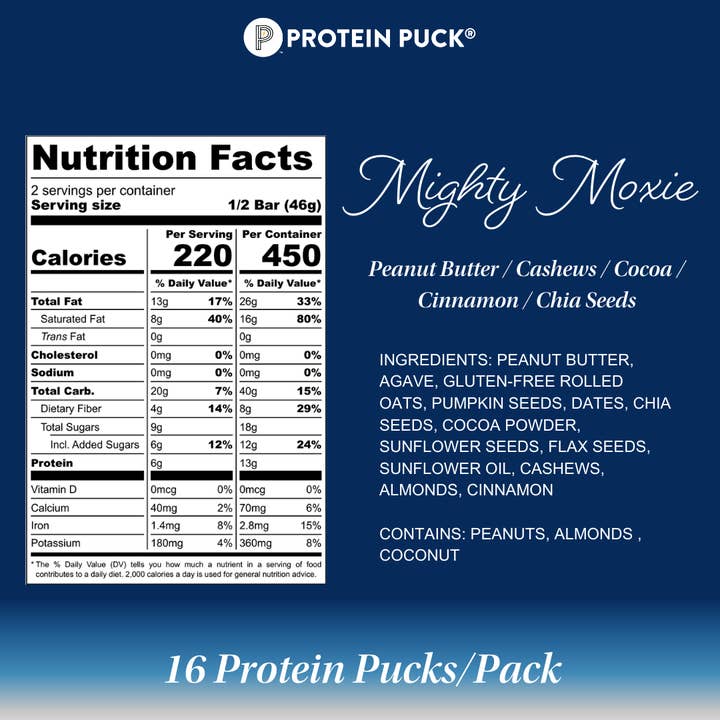Protein Puck - Wholesale Snack Bar - Mighty Moxie Multi-Pack (Cocoa, Cinnamon) (4 - 3.25oz Bars)2