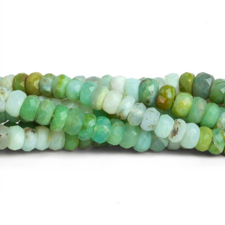 5-7mm Blue Peruvian Opal Faceted Rondelles 16 inch 110 beads for wholesale by The Bead Traders