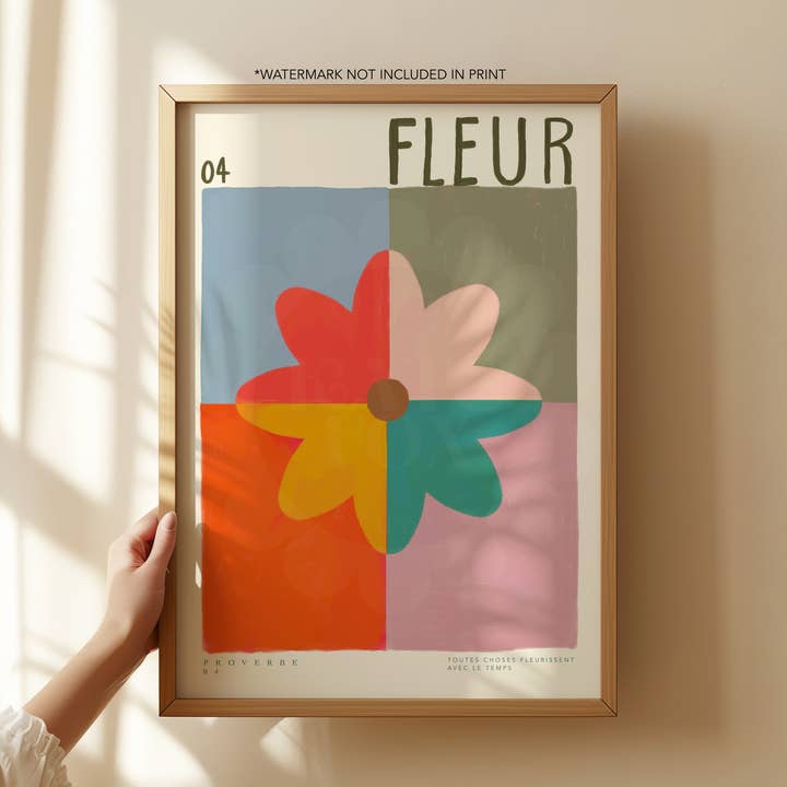 Summer Fleur, Stampa d'Arte, Arte Colorata, Arte Divertente, Decorazione per la Casa per la vendita all'ingrosso da parte di Kate Fox Design