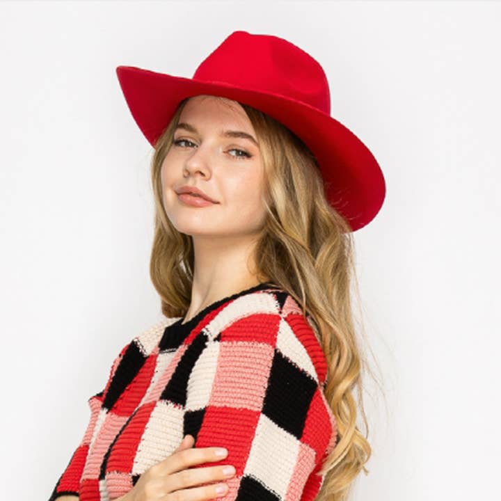 Red Premium Wool Pencil Brim Hat -Red for wholesale on Faire