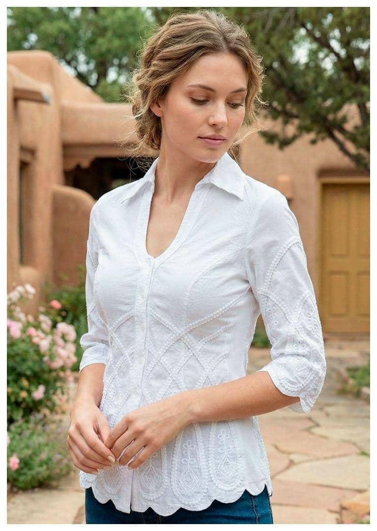 Branco Blusa de algodão Agnes para venda a revendedores na Faire0