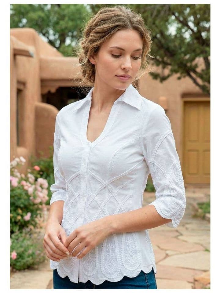 Branco Blusa de algodão Agnes para venda a revendedores na Faire