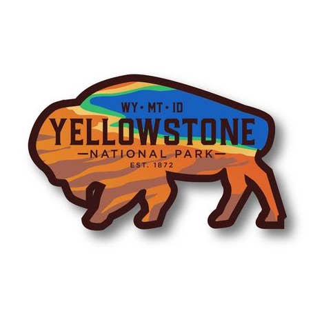 Yellowstone National Park Vintage-Style Sticker for wholesale by Adventure Responsibly