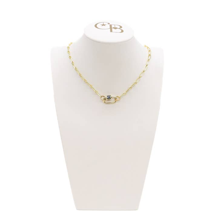 The Charm Bar Company - Wholesale Pendant/charm necklace - Gold Paige Necklace with Assorted Small Gabi Carabiner