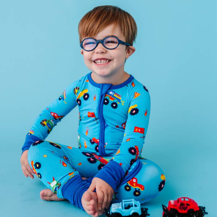 Kiki+Lulu x Young Wild Friedman Monster Truck Convertible Footies for wholesale by Kiki + Lulu