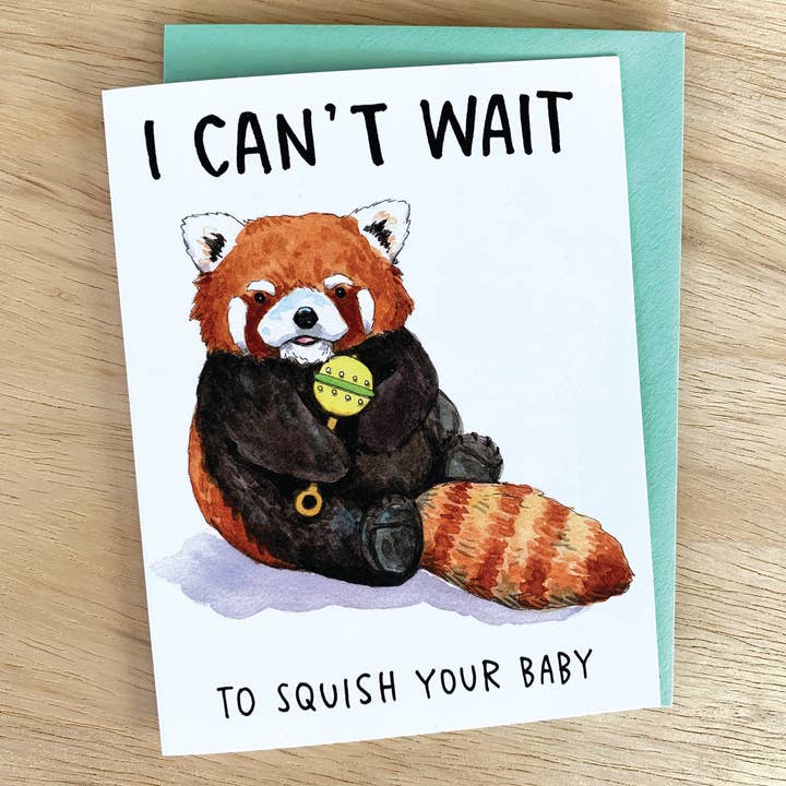 Paper Wilderness - Wholesale Babykaartje - Squish Your Baby Red Panda nieuwe babykaart1