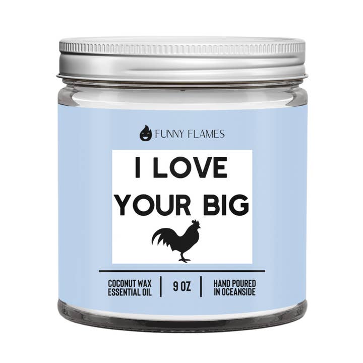 I Love Your Big Polla (pg) Vela -9 oz para venta al por mayor de Funny Flames Candle Co - Les Creme