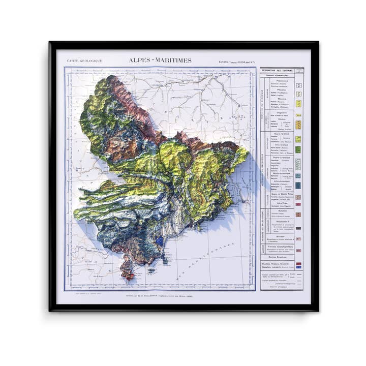 Mapa geológico de los Alpes Marítimos 1906 para venta al por mayor de Finke