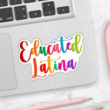 Educated Latina Waterproof Vinyl Sticker for wholesale by Quirky Latina Co