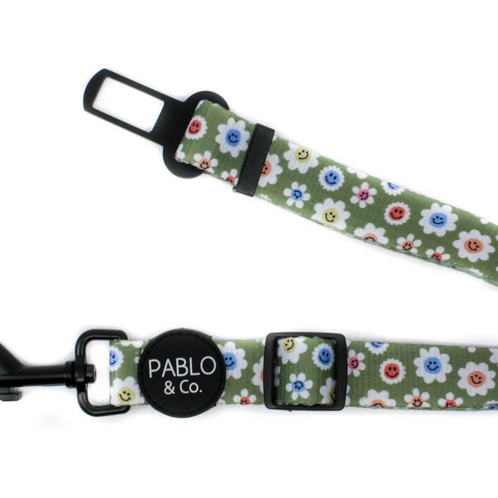 Smiley Flowers: ADJUSTABLE DOG CAR RESTRAINT for wholesale by Pablo & Co. Boutique