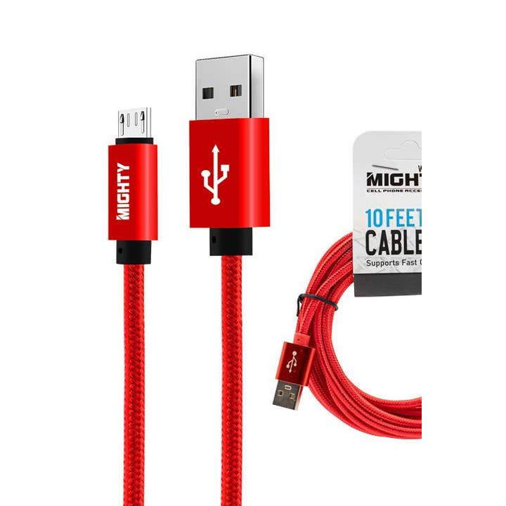Solid Micro USB Fabric Cable 10FT Wholesale for wholesale by Mighty Wireless