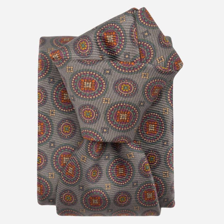 Farnese - Printed Madder Silk Tie - Blue Grey for wholesale by Elizabetta Made in Italy USA