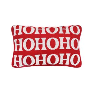 Chenille Christmas HO HO HO Pillow 14x22